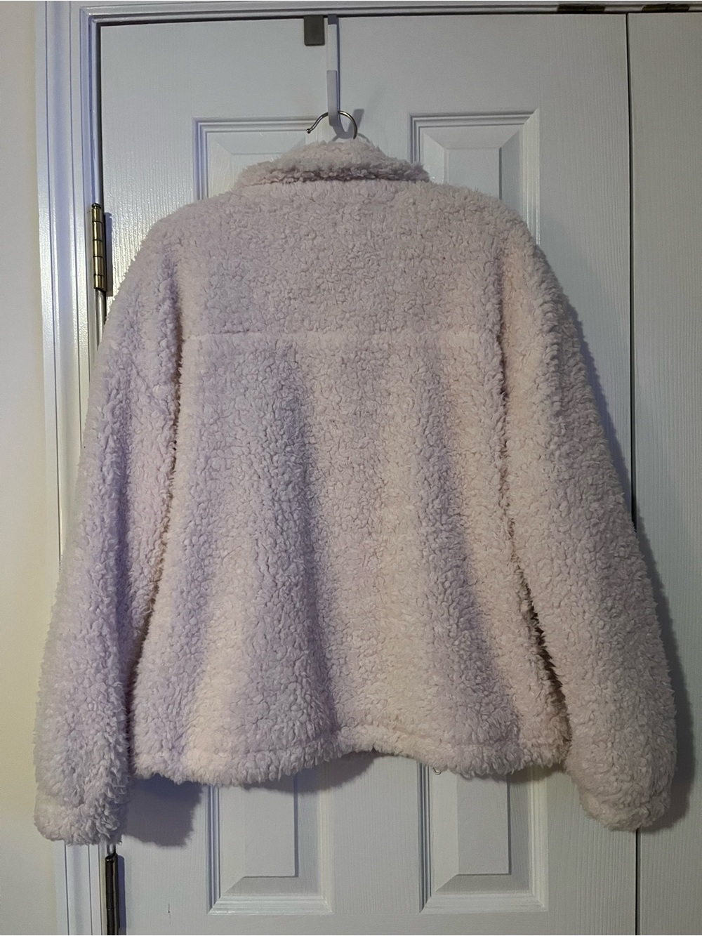 Thread & Supply Ivory Sherpa Fleece Jacket High Collar Snap Front Size Small - Picture 8 of 8